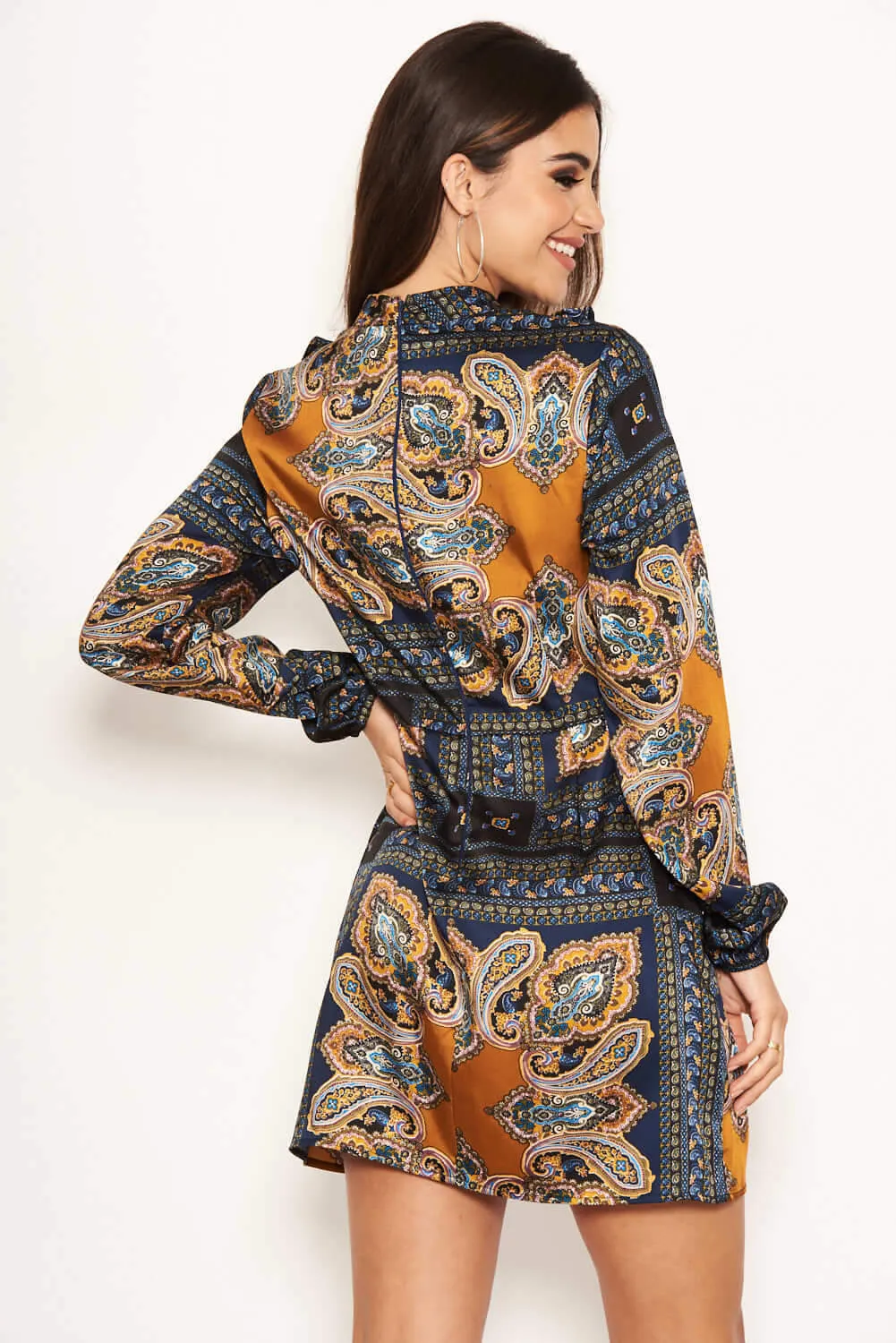 Paisley High Neck Shift Dress