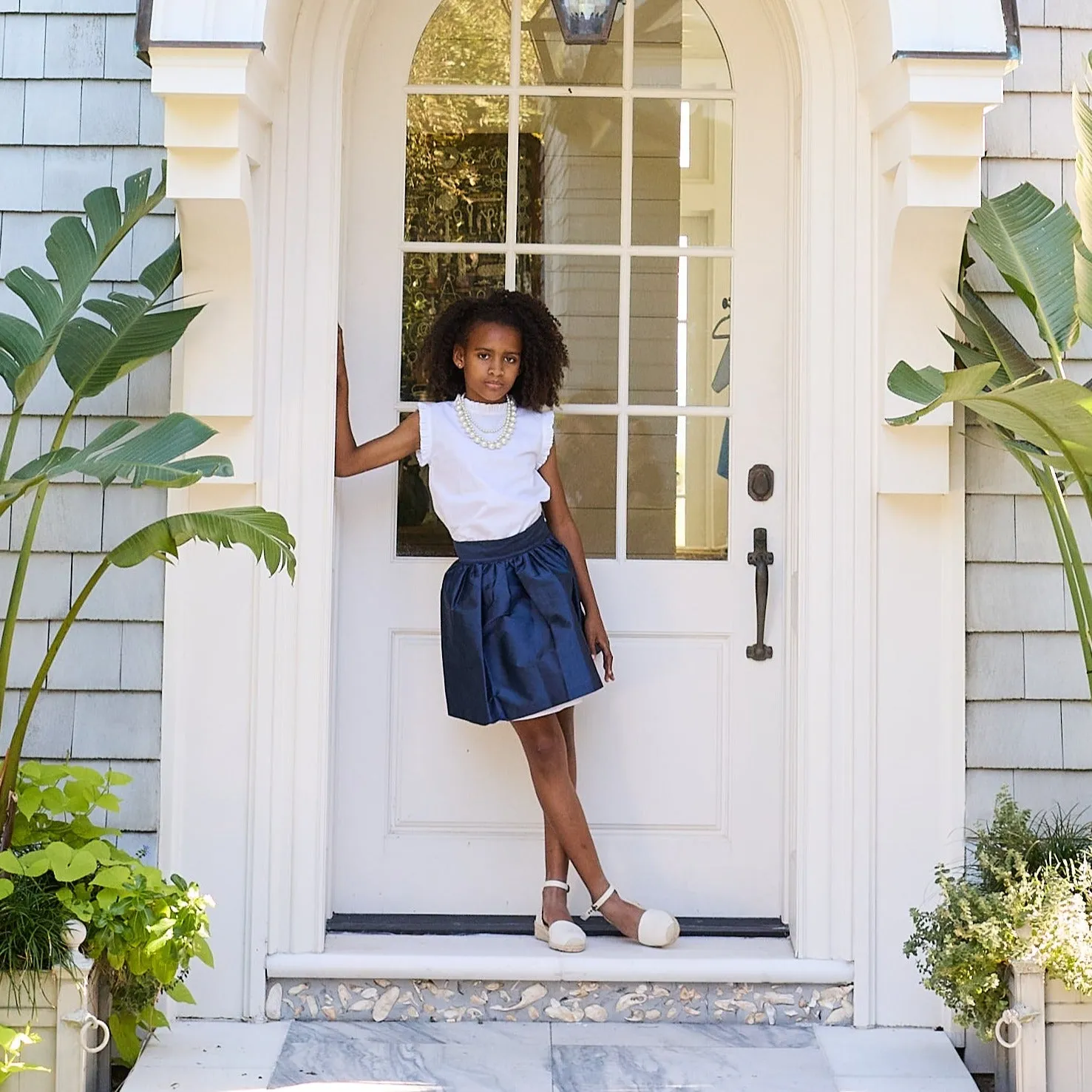 Party Skirt -- Navy Taffeta