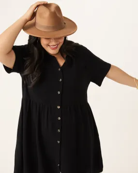 Penelope Fit and Flare Shirt Dress | Black