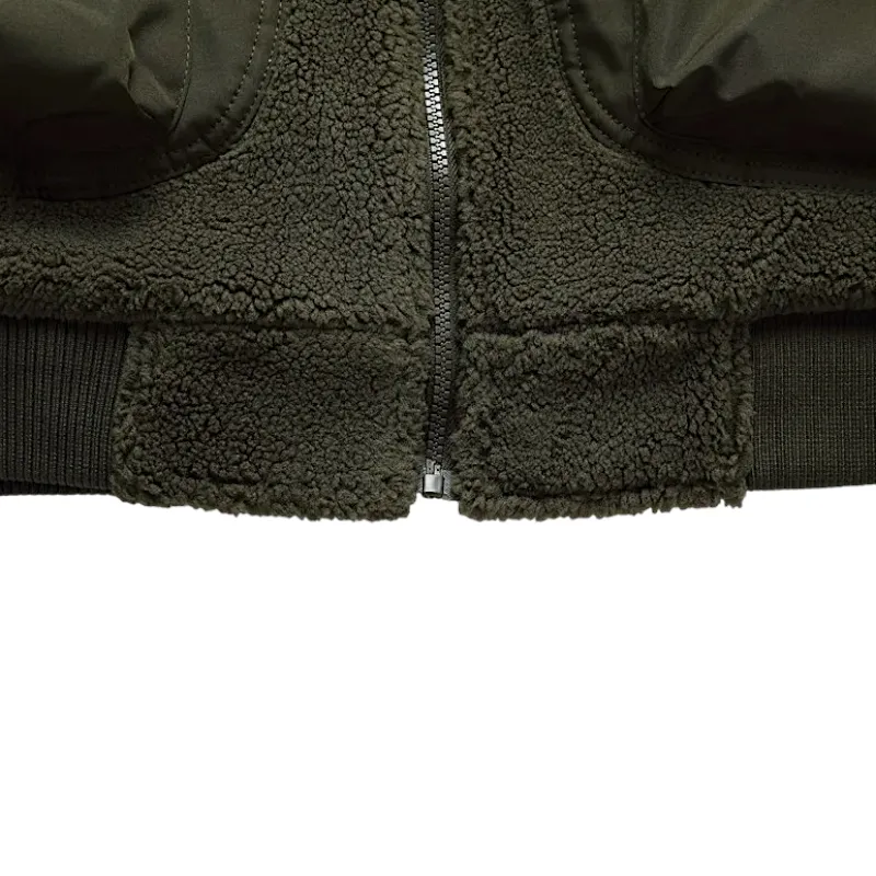 Polar fleece mixed fabric bomber jacket