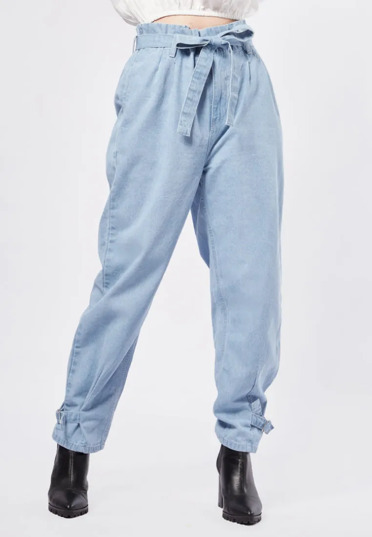 Regular Fit Paperbag Denim Pants