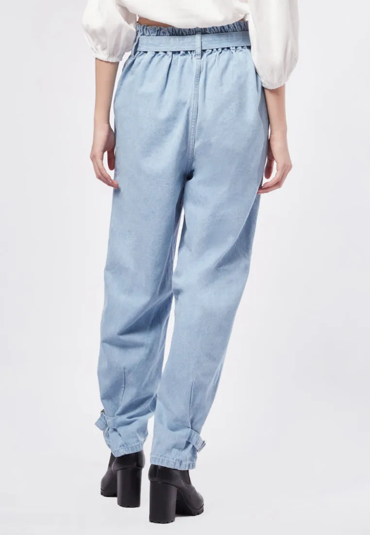 Regular Fit Paperbag Denim Pants