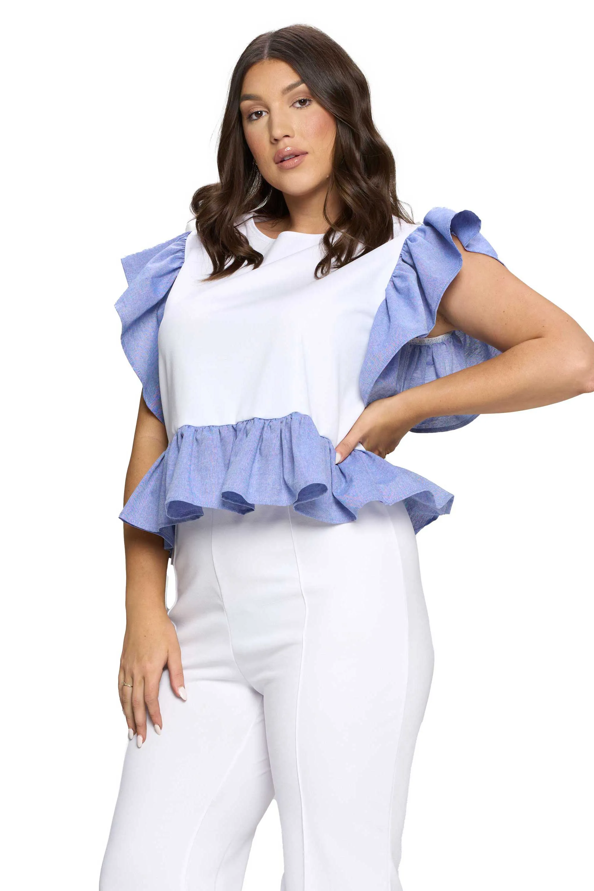 Ruffled Babydoll Peplum Top