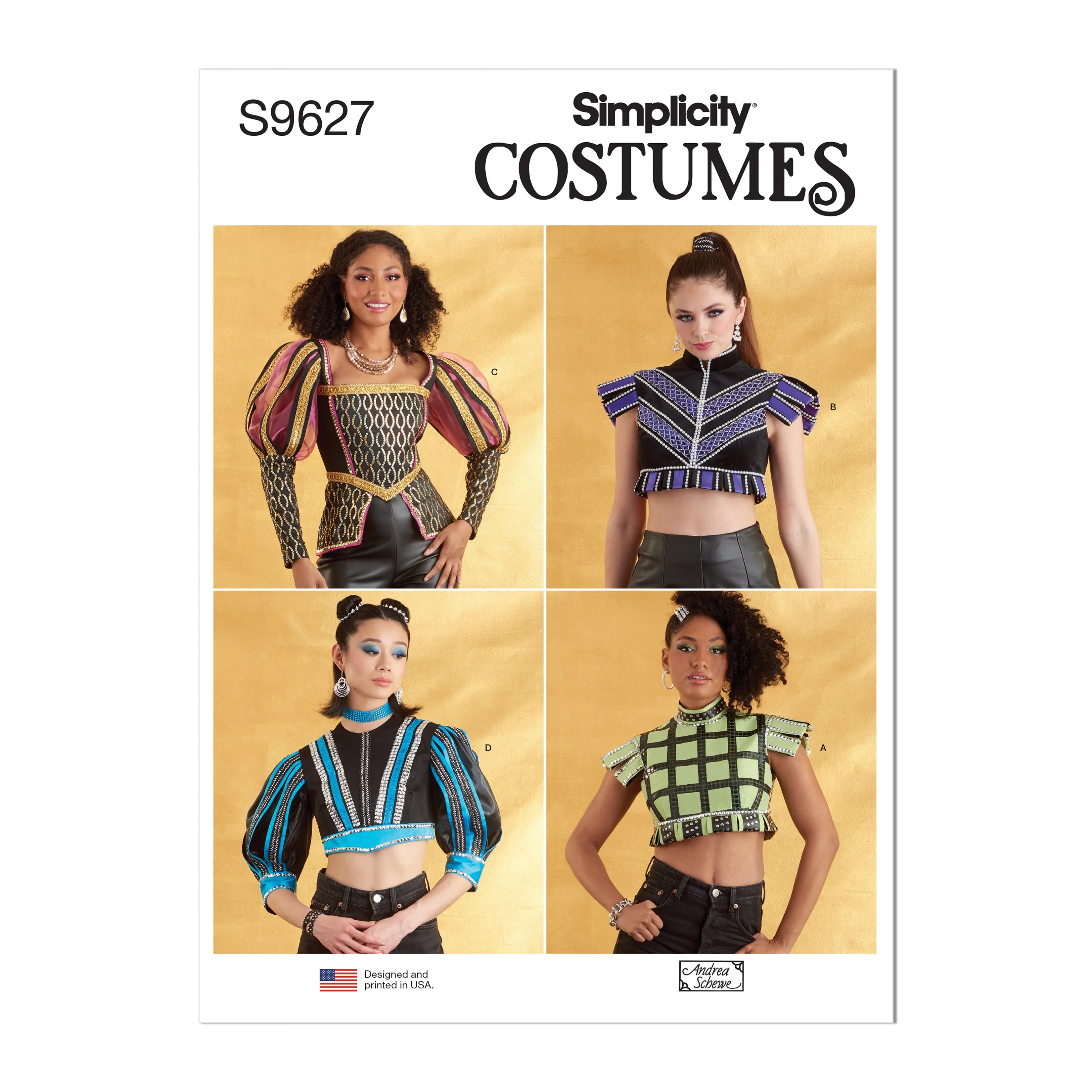 Simplicity sewing pattern 9627 Misses' Costume Tops by Andrea Schewe Designs