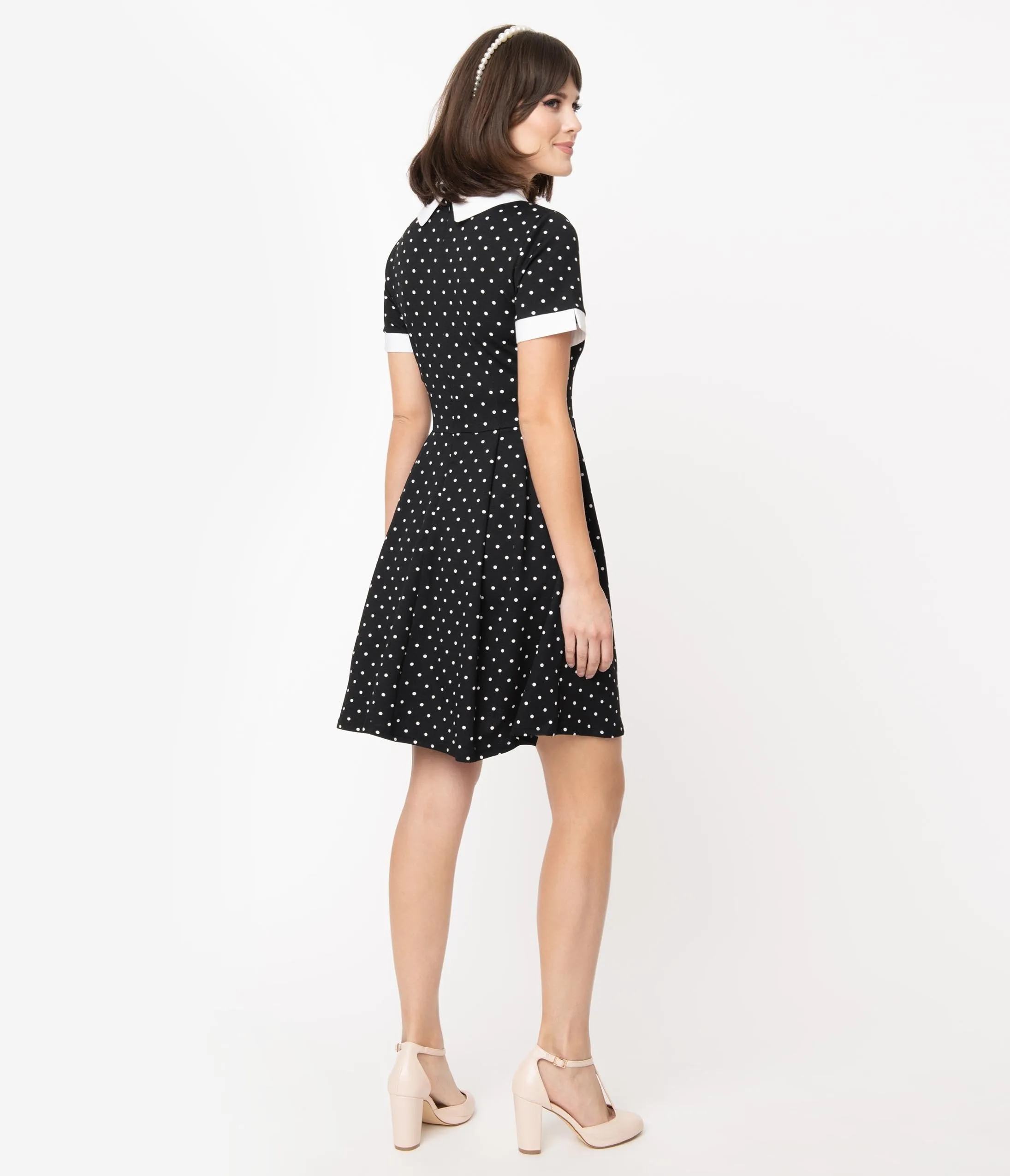 Smak Parlour Black & White Pin Dot Babe Revolution Fit & Flare Dress