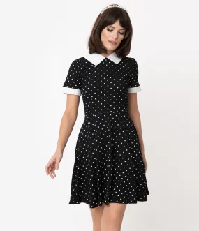 Smak Parlour Black & White Pin Dot Babe Revolution Fit & Flare Dress