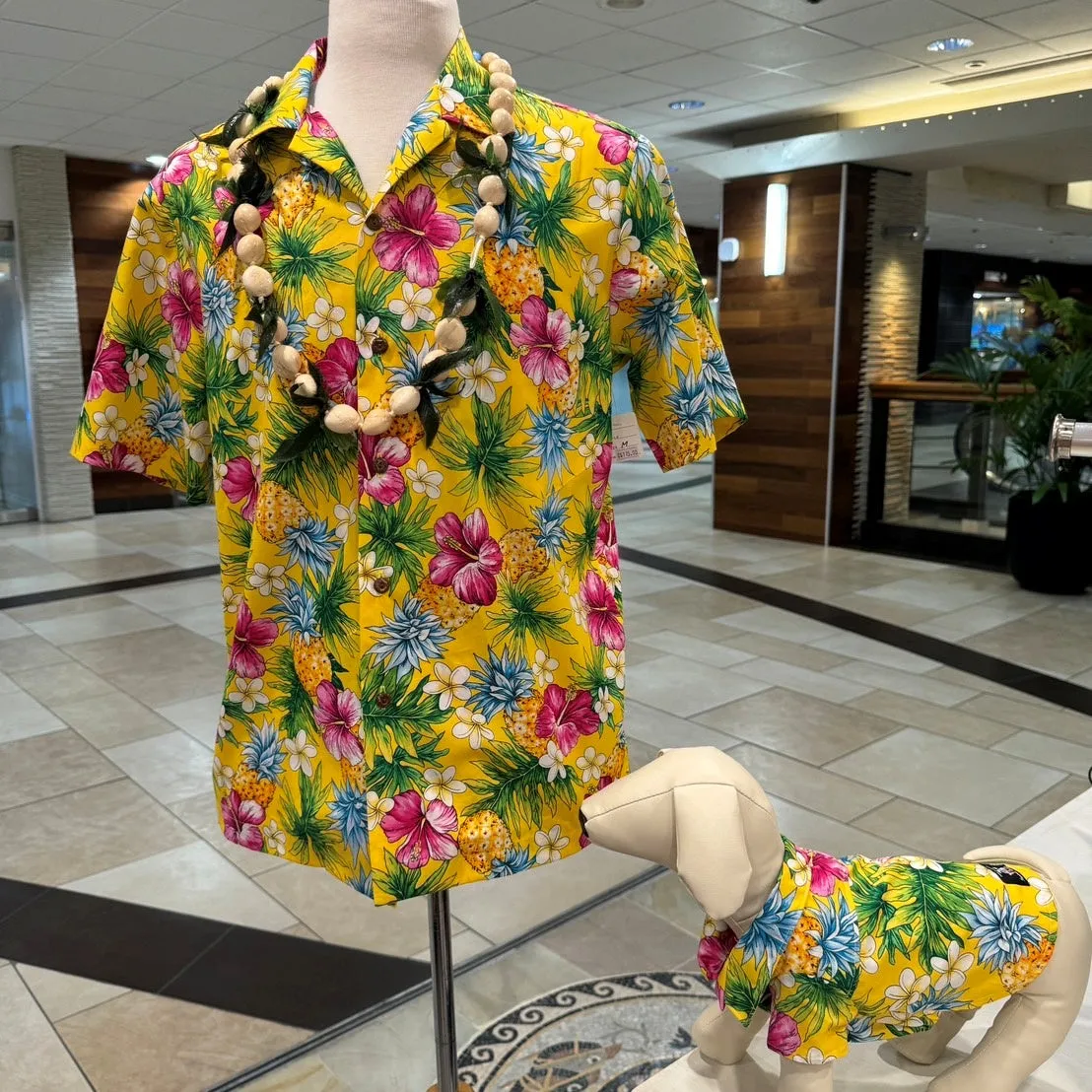 Tropical Print Hawaiian Dog Shirts / Yellow［Dog and owner hawaii shirts］