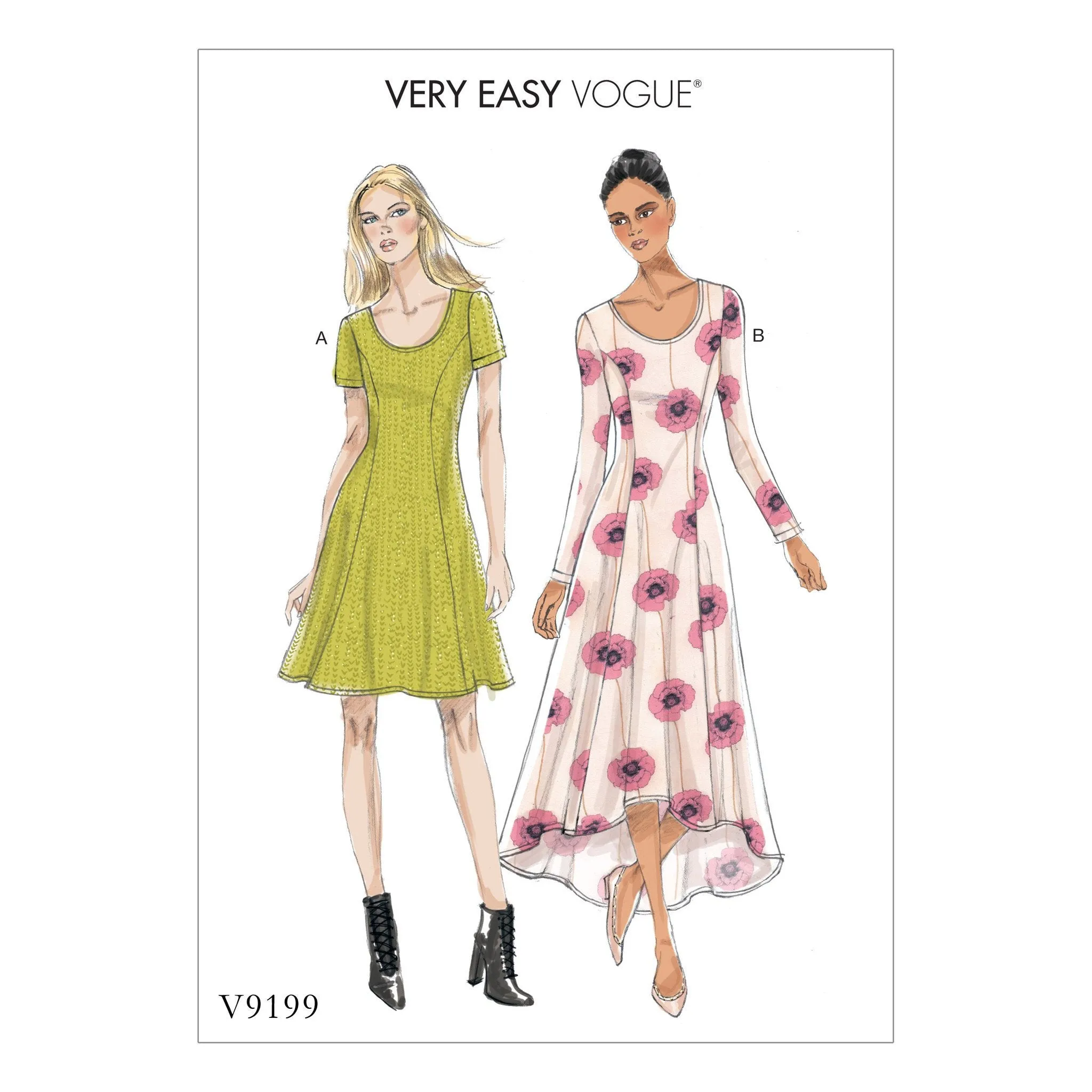 Vogue Pattern 9199 Knit Fit and Flare Dresses