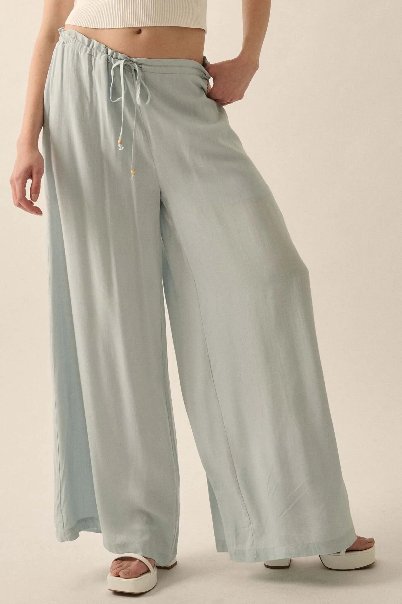 Walk on By Wide-Leg Drawstring Palazzo Pants