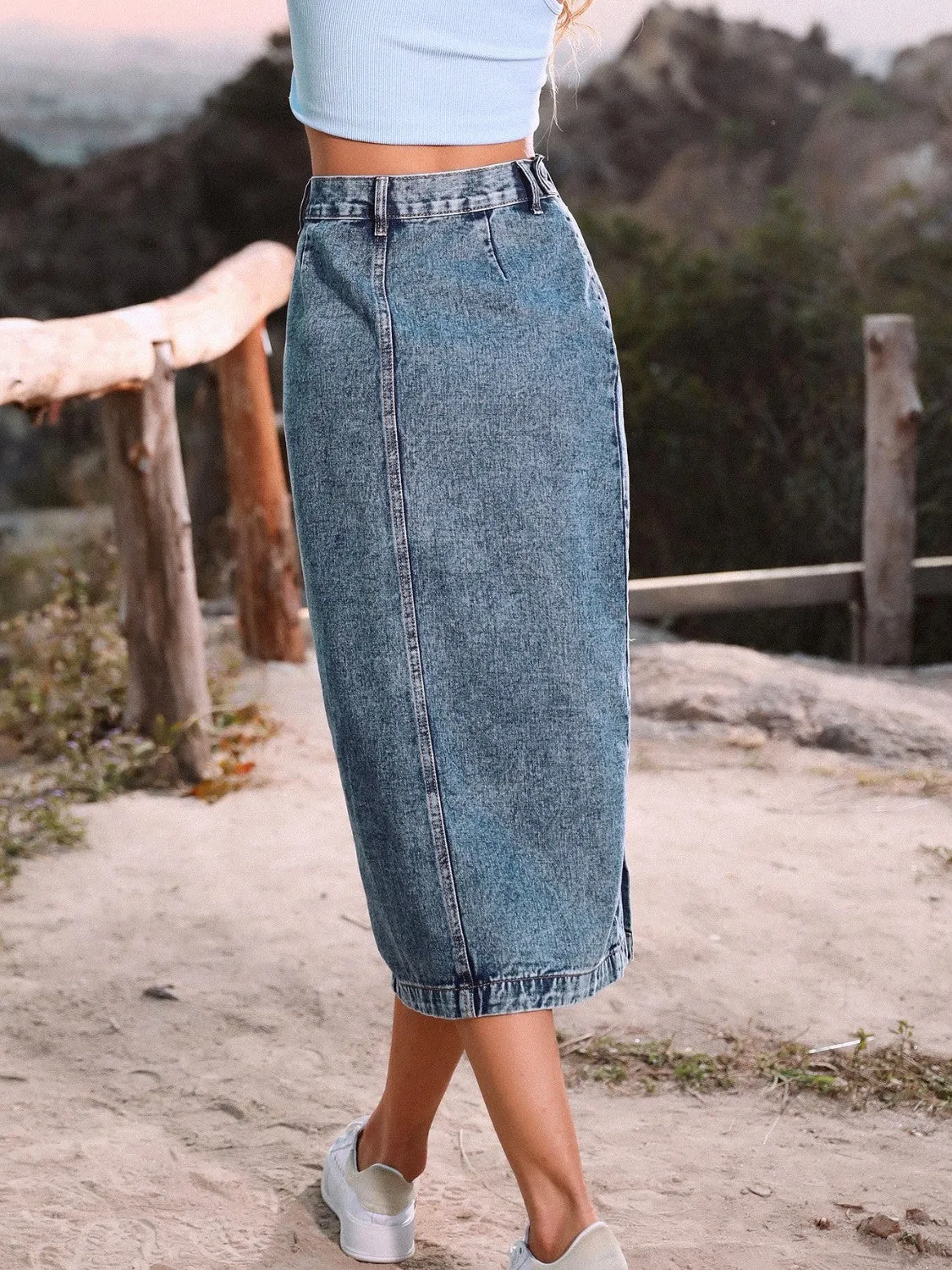 Women's Denim Button Down Skirt