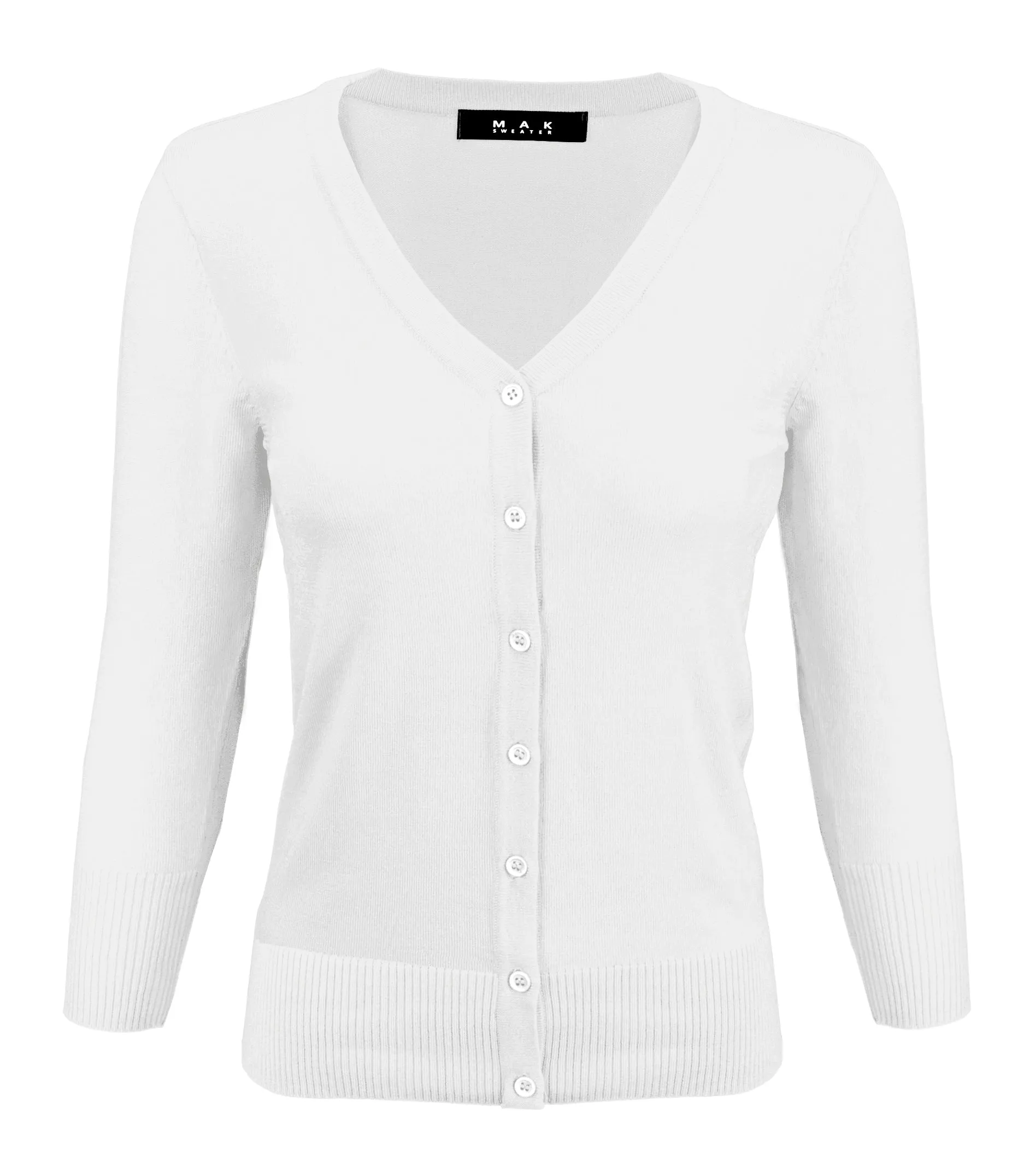 YEMAK Women's 3/4 Sleeve V-Neck Button Down Cardigan Sweater CO078 (S-L) Color Option (2 of 2)