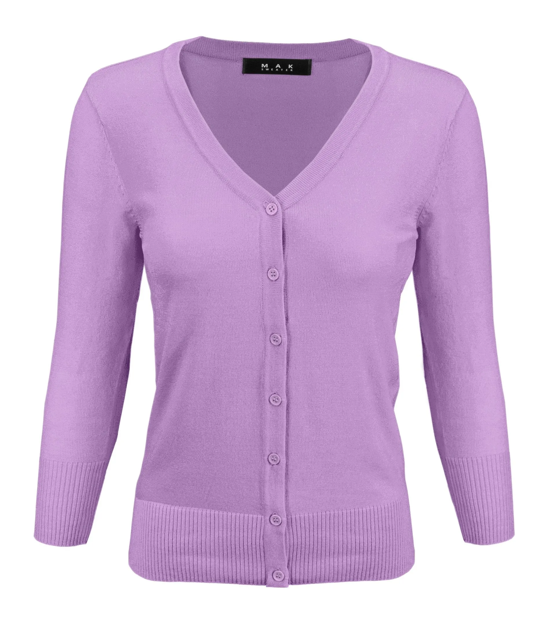 YEMAK Women's 3/4 Sleeve V-Neck Button Down Cardigan Sweater CO078 (S-L) Color Option (2 of 2)