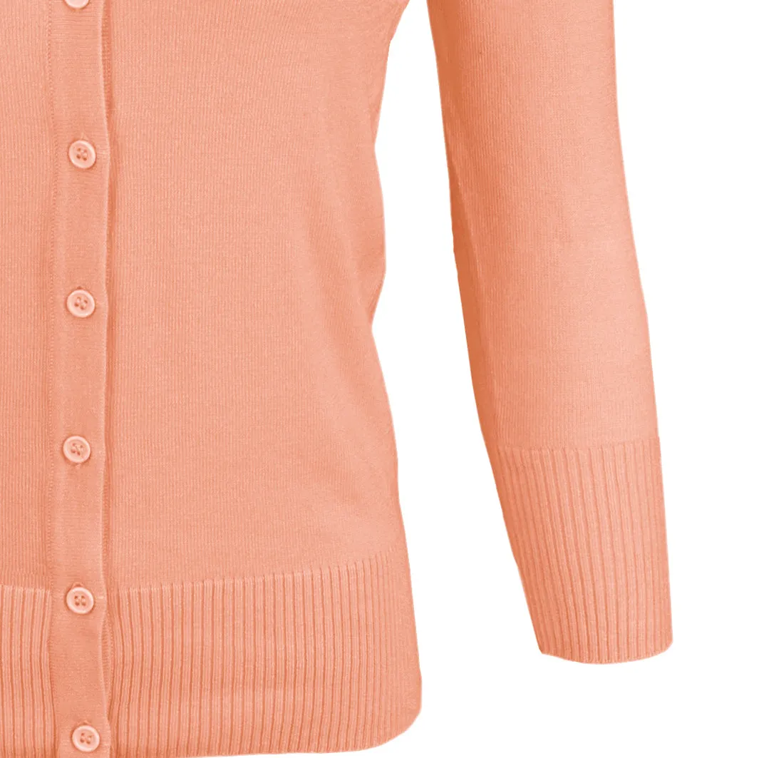 YEMAK Women's 3/4 Sleeve V-Neck Button Down Cardigan Sweater CO078 (S-L) Color Option (2 of 2)